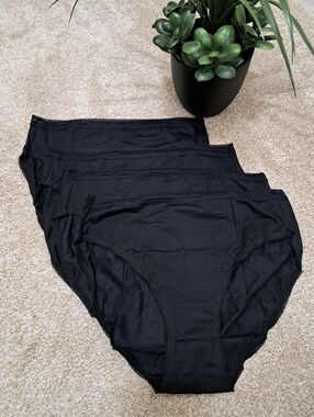 Set Of 4 Natori Underwear Panties Womens Size Small Hi Cut Briefs Black NWOT
